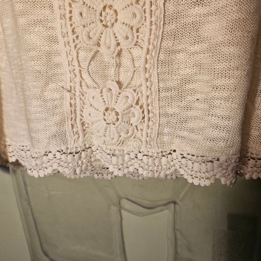 Cato Junior XL NWOT Cream Lightweight Summer Sweater 3/4 Sleeve Boho Chic - Picture 5 of 10